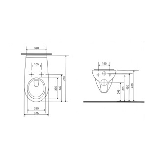HANDICAP závěsná WC mísa prodloužená 37,5x73cm, Rimless, bílá K670-002