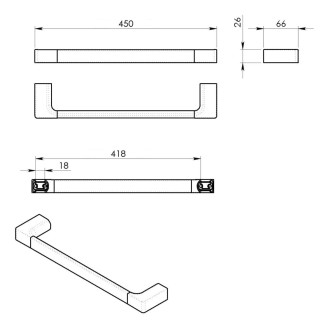 PIRENEI držák ručníků 450x66mm, chrom PI214513