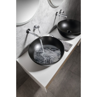 PURA keramické umyvadlo na desku, průměr 42cm, černá mat 885126