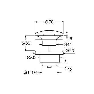 GSI umyvadlová výpust 5/4“, neuzavíratelná, keramická zátka, 5-65mm, tortora mat PVC05