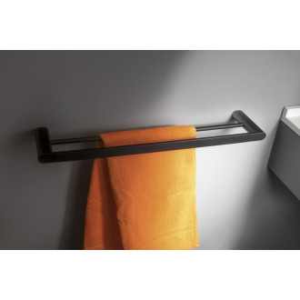 FLORI dvojitý držák ručníků 600x127mm, černá mat RF011/15