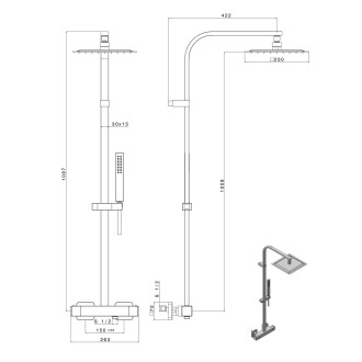 DIMY sprchový sloup s termostatickou baterií, chrom DM322