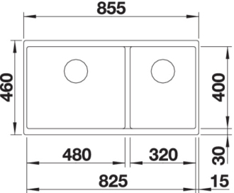 Blanco SUBLINE 480/320-U dřez pod desku černá granit 525 993