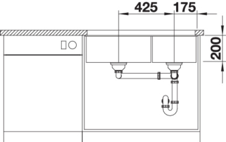 Blanco SUBLINE 480/320-U dřez pod desku černá granit 525 993