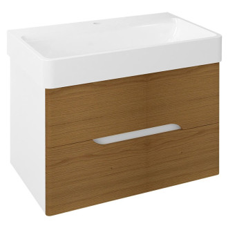 MEDIENA umyvadlová skříňka 77x50,5x49cm, bílá mat/dub natural MD082