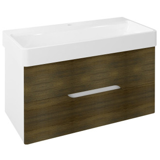 MEDIENA umyvadlová skříňka 96,5x50,5x48,5cm, bílá mat/dub graphite MD101