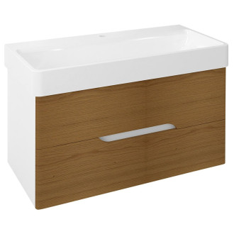 MEDIENA umyvadlová skříňka 96,5x50,5x48,5cm, bílá mat/dub natural MD102