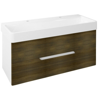 MEDIENA umyvadlová skříňka 117x50,5x48,5cm, bílá mat/dub graphite MD121