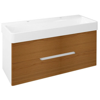 MEDIENA umyvadlová skříňka 117x50,5x48,5cm, bílá mat/dub natural MD122