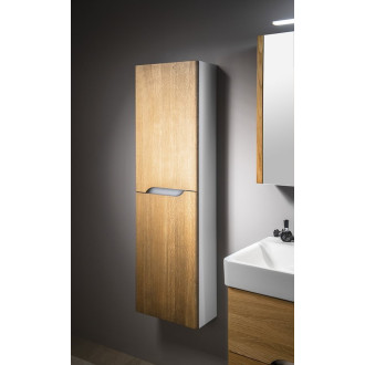 MEDIENA skříňka vysoká 35x140x30cm, 2x dvířka, levá/pravá, bílá mat/dub natural MD352
