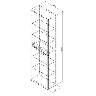MEDIENA skříňka vysoká 40x140x20cm, 2x dvířka, levá/pravá, bílá mat/dub natural MD452