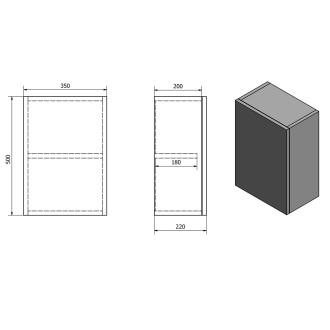 TREOS skříňka horní dvířková 35x50x22cm, pravá/levá, dub Polar TS040-1010