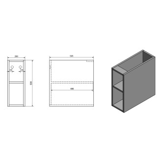 TREOS skříňka spodní policová 20x53x50,5cm, černá mat TS020-3535