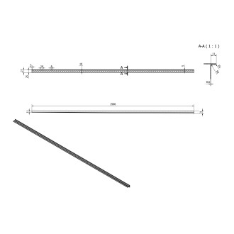 Spádová lišta, pravá, výška 10 mm, délka 1500 mm, nerez mat SPD1510-P