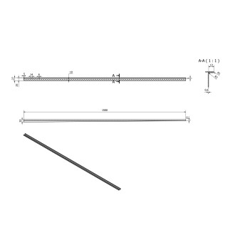 Spádová lišta, levá, výška 12 mm, délka 1500 mm, nerez mat SPD1512-L