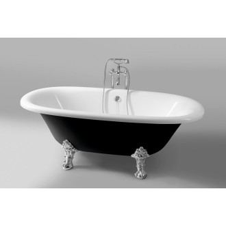 REGATA volně stojící vana 175x85x61cm, nohy chrom mat, černá/bílá 10251