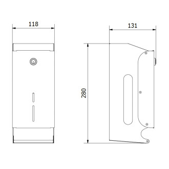 Zásobník na 2 role toaletního papíru 118x280x131mm, nerez lesk 05101.B