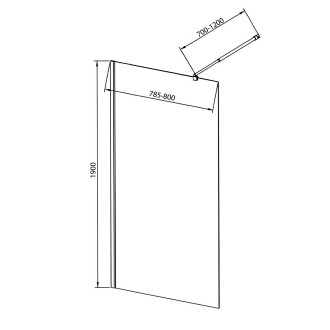 WALK-IN zástěna jednodílná k instalaci na zeď, 800x1900 mm, sklo čiré WI081
