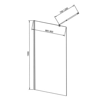 WALK-IN zástěna jednodílná k instalaci na zeď, 900x1900 mm, sklo čiré WI091