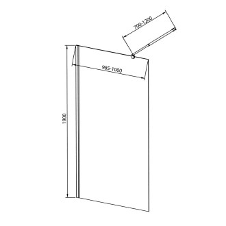 WALK-IN zástěna jednodílná k instalaci na zeď, 1000x1900 mm, sklo čiré WI101