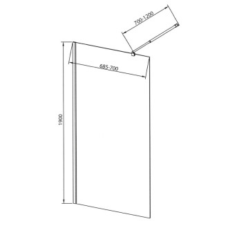 WALK-IN zástěna jednodílná k instalaci na zeď, 700x1900 mm, sklo čiré WI071