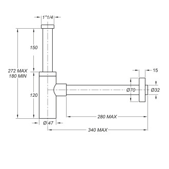 Umyvadlový sifon 5/4", odpad 32mm, kulatý, černá mat SI515