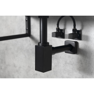 Umyvadlový sifon 5/4", odpad 32mm, hranatý, černá mat SI415