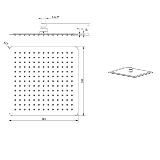 SLIM hlavová sprcha, 300x300mm, černá mat SL101