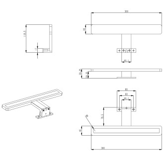 MIRAKA LED svítidlo 5W, 230V, 300x35x120mm, akryl, chrom MR300