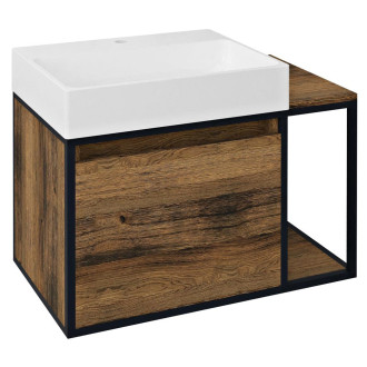 SKARA umyvadlová skříňka 80x49,5x46,5cm, černá mat/dub Collingwood CG003-1919