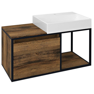SKARA umyvadlová skříňka 100x49,5x46,5cm, černá mat/dub Collingwood CG004-1919