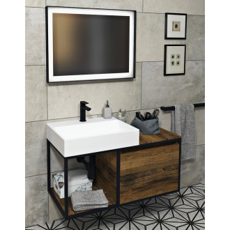 SORT zrcadlo s LED osvětlením 100x70cm, černá mat ST100