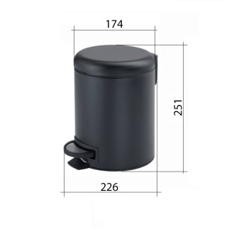 POTTY odpadkový koš 3l, Soft Close, černá mat 320914