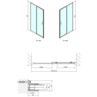 EASY sprchové dveře 1100mm, sklo Brick EL1138