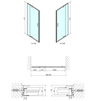 EASY sprchové dveře otočné 880-1020mm, sklo Brick EL1738