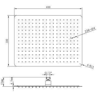 SLIM hlavová sprcha, 400x300mm, nerez lesk MS585