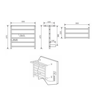 ELZOR elektrický sušák ručníků 500x470 mm, 60 W, černá mat EB510