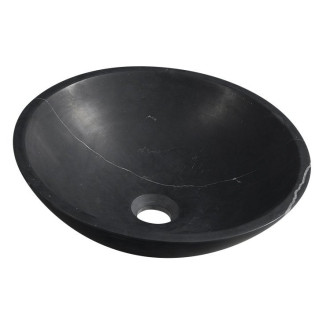 BLOK kamenné umyvadlo na desku průměr 40 cm, matný černý Marquin 2401-35