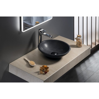 BLOK kamenné umyvadlo na desku průměr 40 cm, matný černý Marquin 2401-35