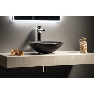 BLOK kamenné umyvadlo na desku průměr 40 cm, matný černý Marquin 2401-35