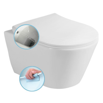AVVA CLEANWASH závěsná WC mísa, Rimless, s bidetovou sprškou, 35,5x53cm, bílá 100312