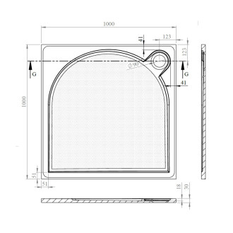 LARCA sprchová vanička z litého mramoru, čtverec 100x100cm, bílá PL001