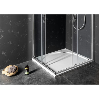 LARCA sprchová vanička z litého mramoru, čtverec 100x100cm, bílá PL001