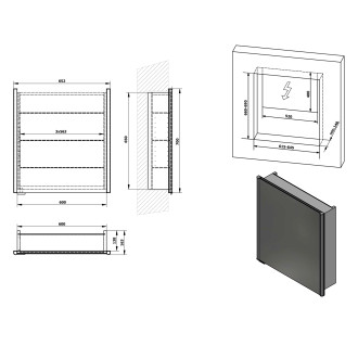 INTEGRA zápustná galerka s LED osvětlením, 65x70cm, levá/pravá IN065