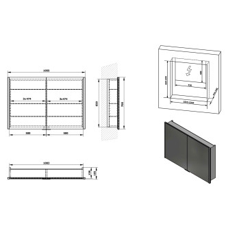 INTEGRA zápustná galerka s LED osvětlením, 105x70cm IN105