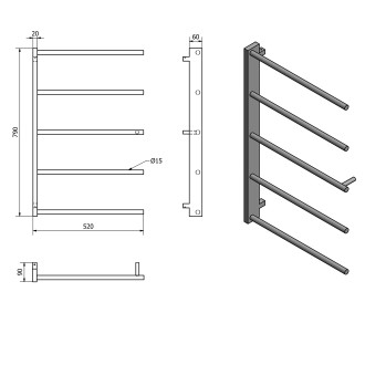 SLICE sušák osušky, 520x790mm, černá mat SN883