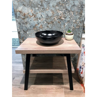 TWIGA umyvadlový stolek 80x72x50 cm, černá mat/dub Rover VC442-80-4