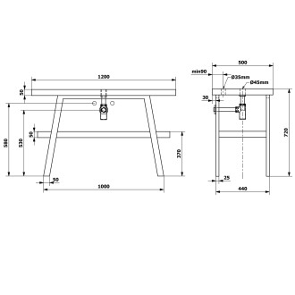 TWIGA umyvadlový stolek 120x72x50 cm, černá mat/cement VC453-120-7