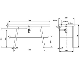 TWIGA umyvadlový stolek 130x72x50 cm, černá mat/cement VC453-130-7