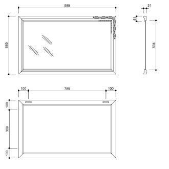 BOHEMIA zrcadlo v dřevěném rámu 589x989mm, zlatá NL484